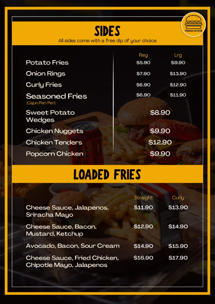 Menu – Flames On Grill